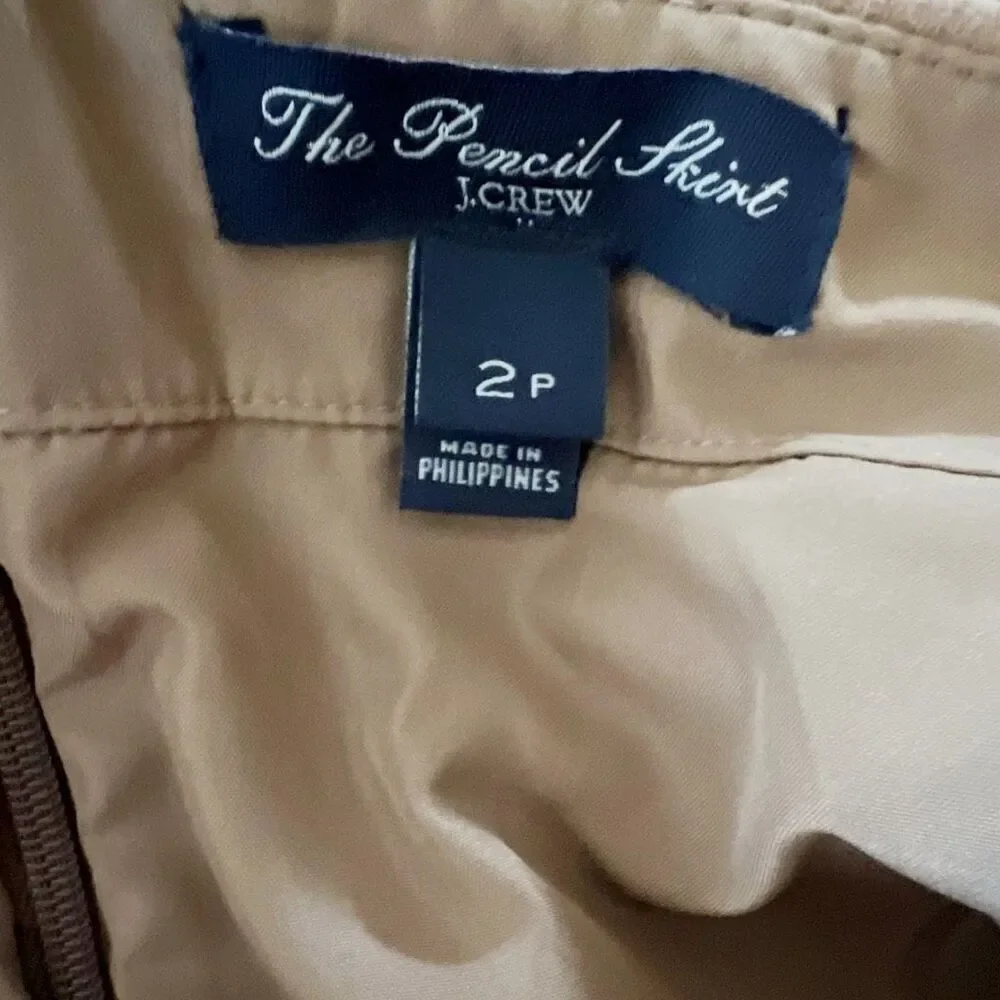 J. Crew Pencil Skirt Wool Tan Size 2 Petite